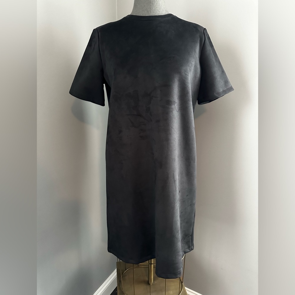 ZARA Black Shirt Dress Suede Look XL